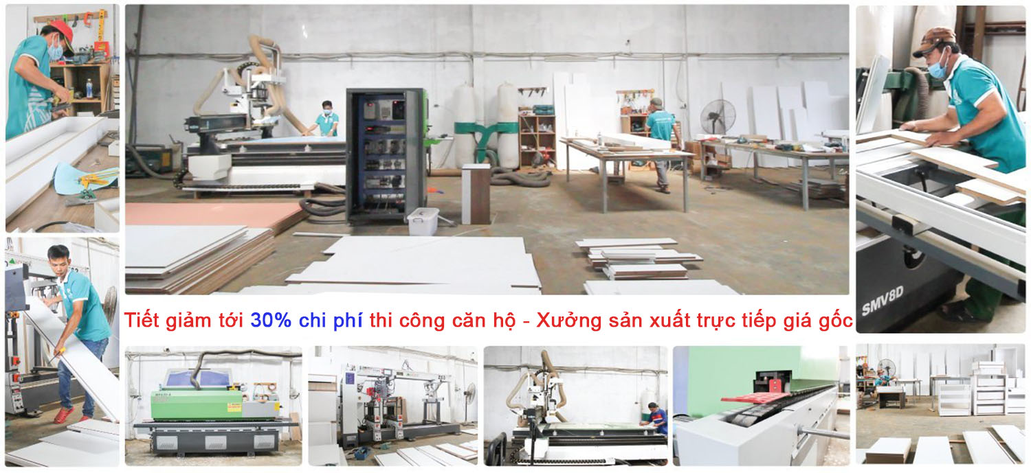 xưởng sản xuất nội thất căn hộ chung cư giá gốc